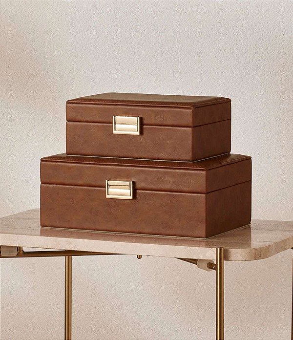Caixas Decorativas e Organizadoras Modelo Luxo Marrom (2 peças)