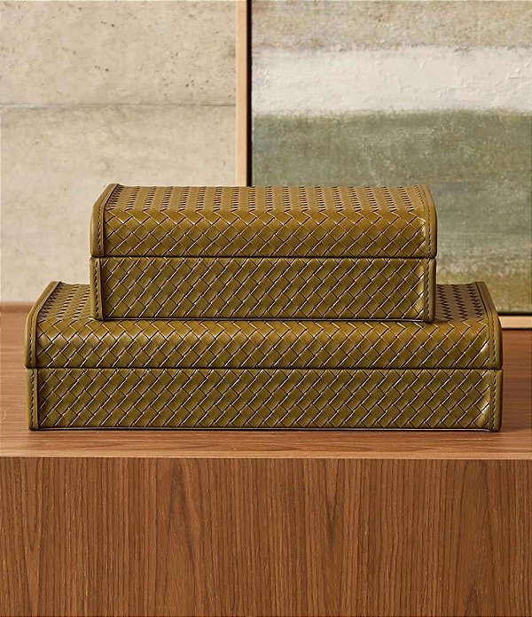 Kit de Caixas Decorativas e Organizadoras Verde Musgo (2 peças)