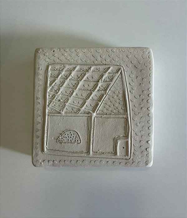 Tijolinho Decorativo de Barro Branco Casa Telha (15x15) | Coleção Barrolândia