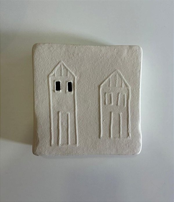 Tijolinho Decorativo de Barro Branco Duas Torres (15x15) | Coleção Barrolândia