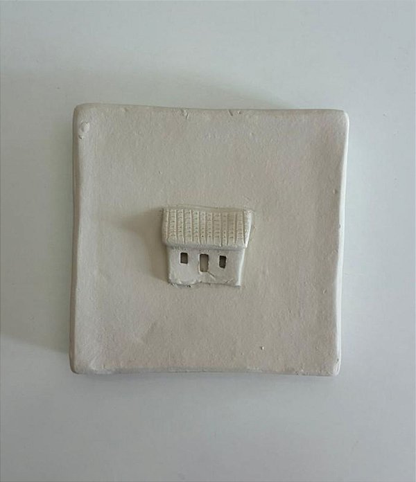Tijolinho Decorativo de Barro Branco Casa Miniatura (15x15) | Coleção Barrolândia