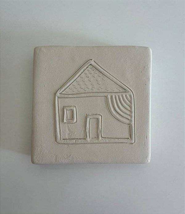 Tijolinho Decorativo de Barro Branco Casinha da Vó (15x15) | Coleção Barrolândia