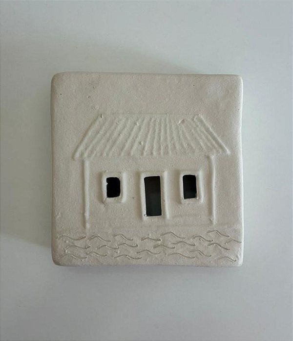 Tijolinho Decorativo de Barro Branco Casinha de Campo II (15x15) | Coleção Barrolândia