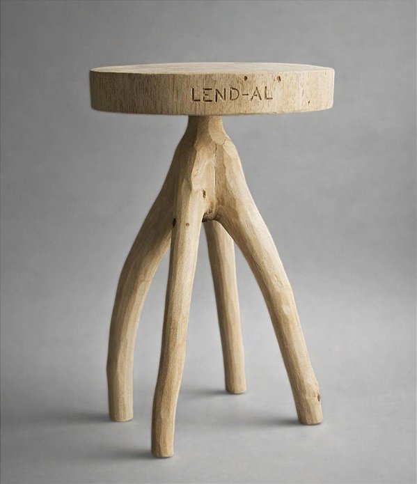 Banco Redondo em Madeira Cru por Leno (55x30)