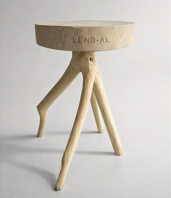 Banco Redondo em Madeira Cru por Leno (45x30)