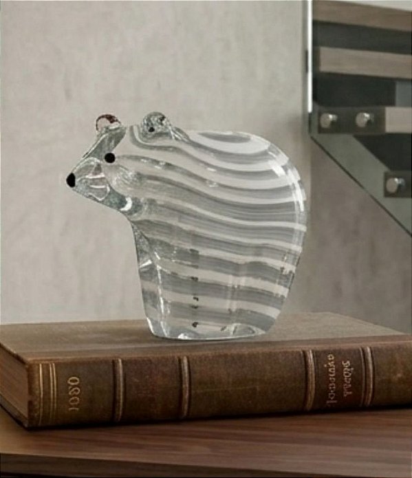 Escultura Decorativa Urso Polar em Vidro (12x11)