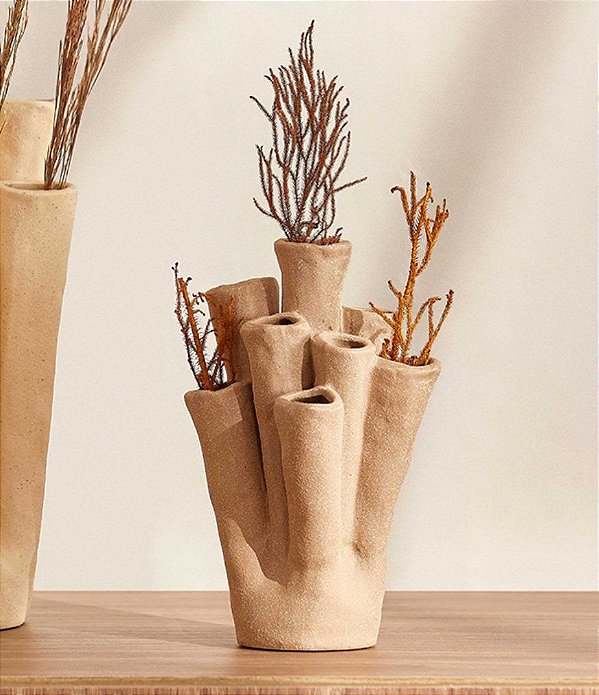 Vaso Decorativo Coral em Cerâmica (22x15x12)