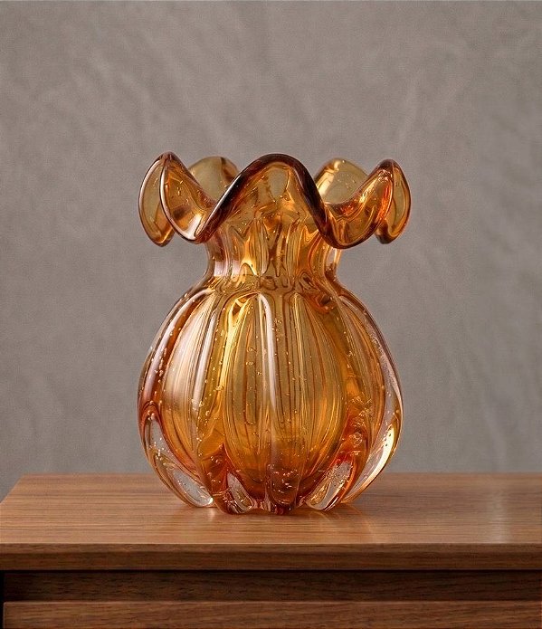 Vaso Decorativo Trouxinha de Murano Âmbar Wolff (16x12)
