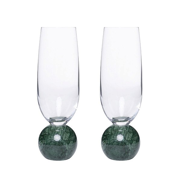 Jogo 2 Taças Esfera para Espumante em Vidro e Mármore (210ml)