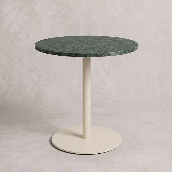 Mesa Lateral Redonda em Metal e Mármore Natural Verde (45x40)