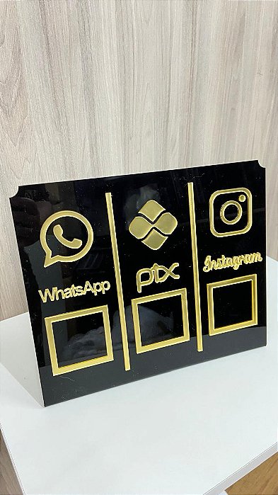 Placa Qr Code 3 x1 Instagram/What/Pix - Pto Dourado