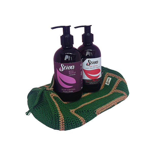 Kit Necessaire Crochê - Creme Rosas Brancas