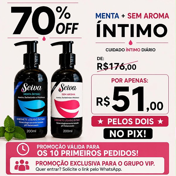 🔥 KIT VIP ÍNTIMO — 70% OFF