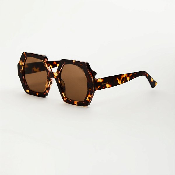 ÓCULOS DE SOL TRITON EYEWEAR HEXAGONAL ACETATO TARTARUGA