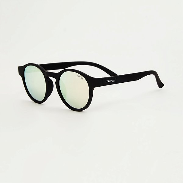 ÓCULOS DE SOL TRITON EYEWEAR REDONDO ACETATO PRETO