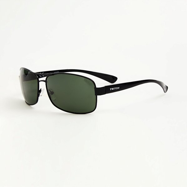 ÓCULOS DE SOL TRITON EYEWEAR POLARIZADO RETANGULAR METAL PRETO