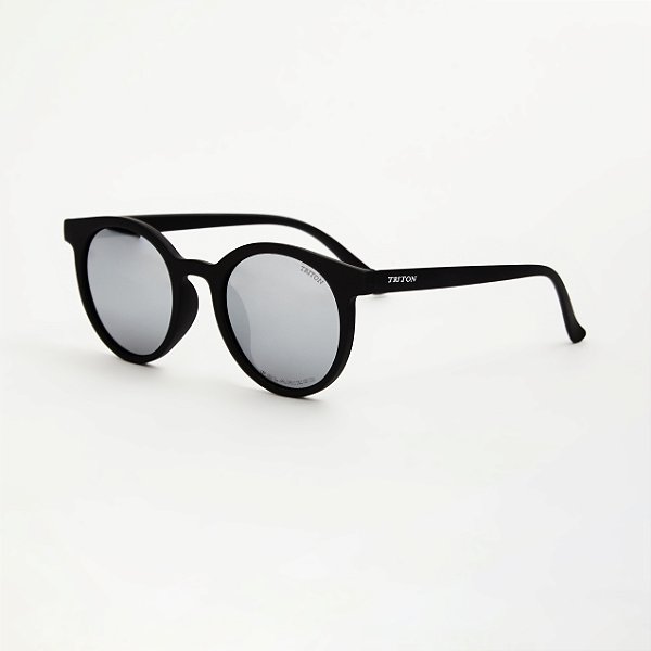 ÓCULOS DE SOL TRITON EYEWEAR POLARIZADO REDONDO ACETATO PRETO