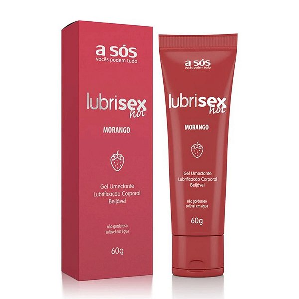 Gel Lubrificante Beijável com Aquecimento Lubrisex Morango Hot
