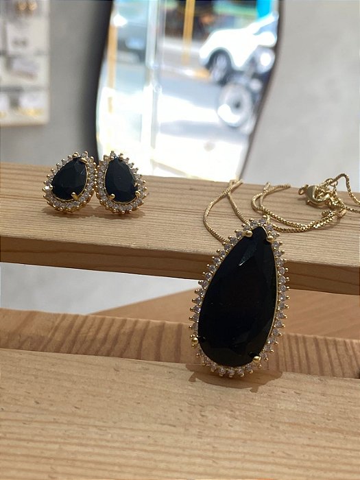 Conjunto Cristal Carvão (Folheado)
