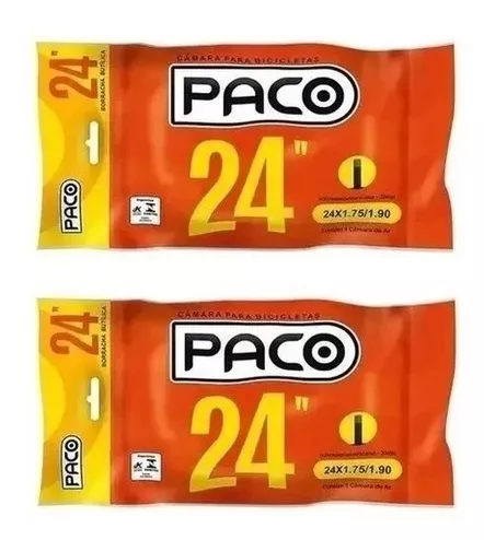 Kit 2 Câmaras Ar Pneu Aro 24 Bicicleta Bico Grosso 35mm Bike