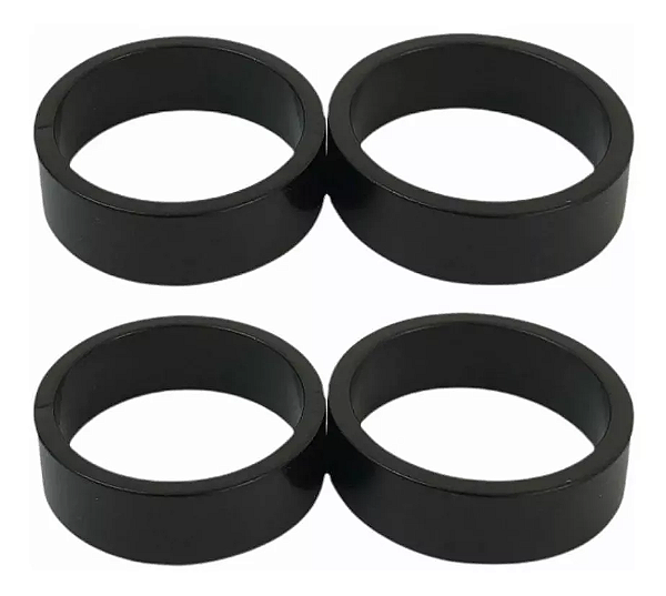 Kit 4 Espaçador Bicicleta Garfo Ahead 10mm Alumínio Preto