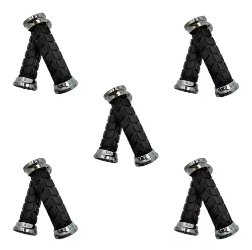 Kit 5 Pares Manopla Punho Luva Bike Mtb Preta Ponta Cromada