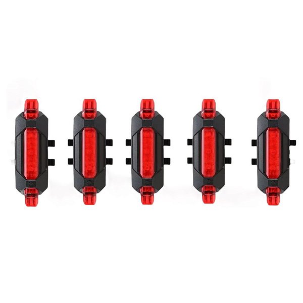 Kit 5 Lanterna Sinalizador Traseiro Led Recaregável USB Bike