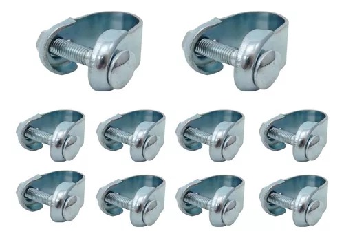 10 Abraçadeiras 25,4mm Bike Aço Com Parafuso Trava Atacado