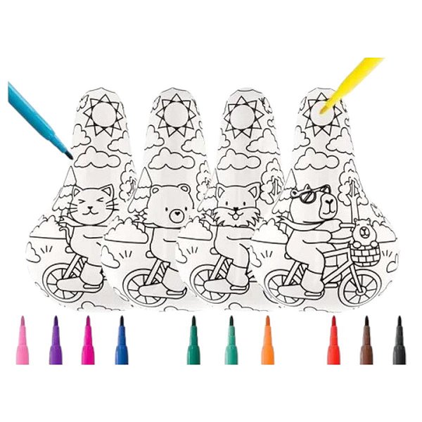 Selim Banco Bike Boobie Goods Infantil Colorir Desenho Branc