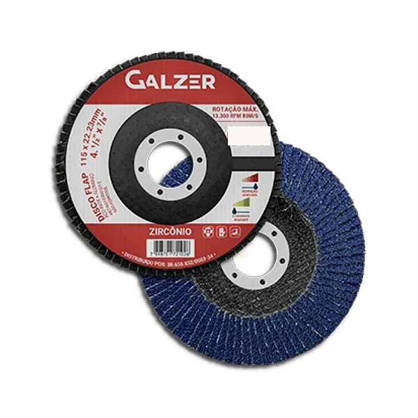 Disco Flap Zircônio Azul 4.1/2 (115x22) Grão 40 - GALZER