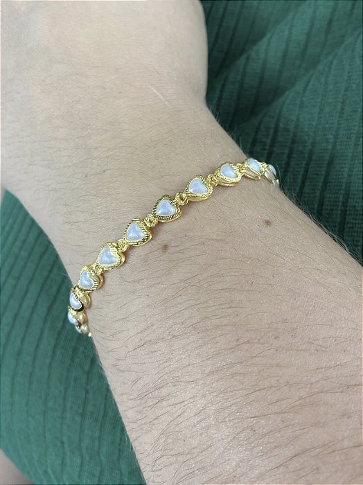 Pulseira Coração Perolado