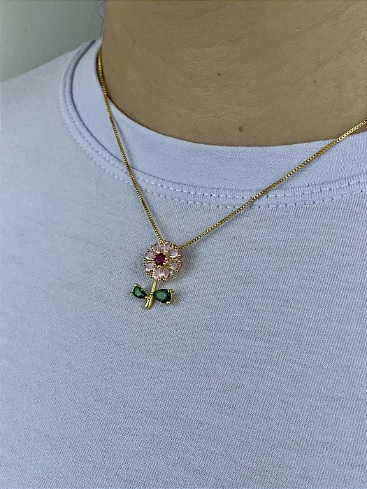 Colar Pink Flower