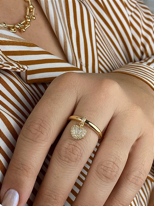 Anel Pingente Coração (Dourado)