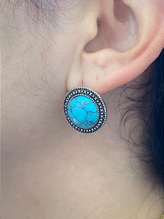 Brinco Oval Turquesa