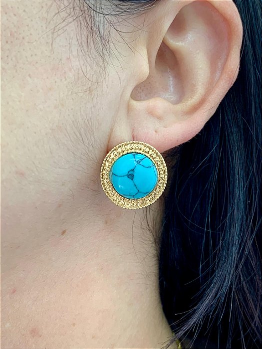 Brinco Redondo Turquesa