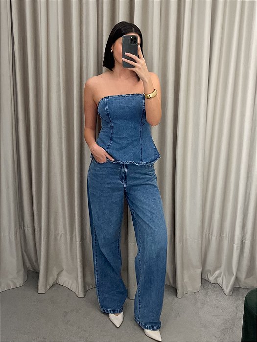 TOP RECORTES MALU JEANS MÉDIO