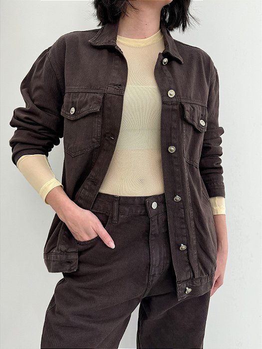 JAQUETA JEANS MARROM