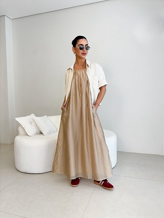 VESTIDO MIDI MINIMALISTA FEMININO