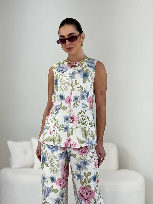 BLUSA PEPLUM JEANS FEMININA