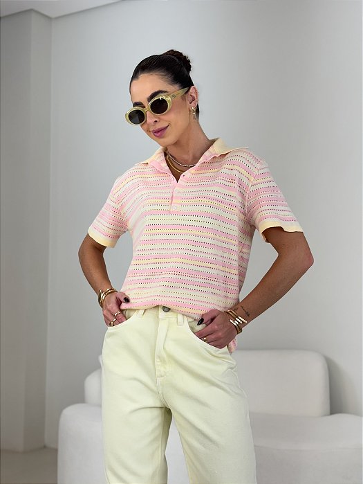 BLUSA POLO TRICOT LISTRA JU