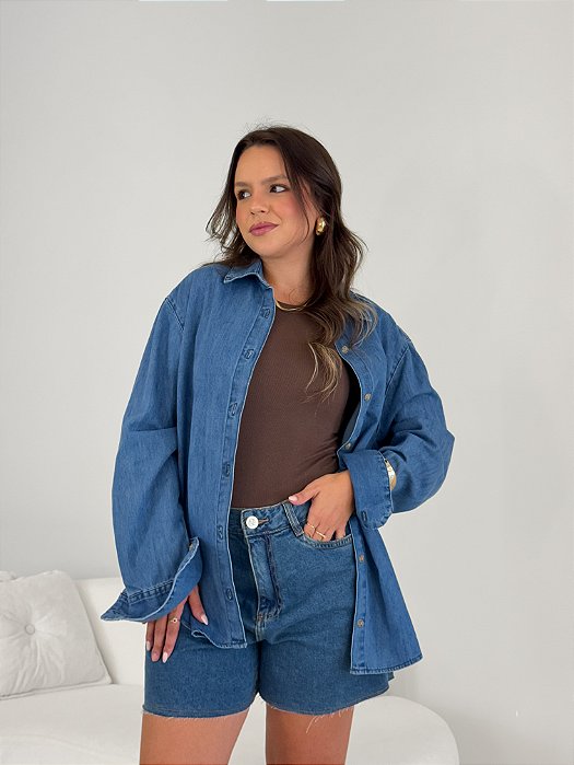 CAMISA JEANS OVER FEMININA