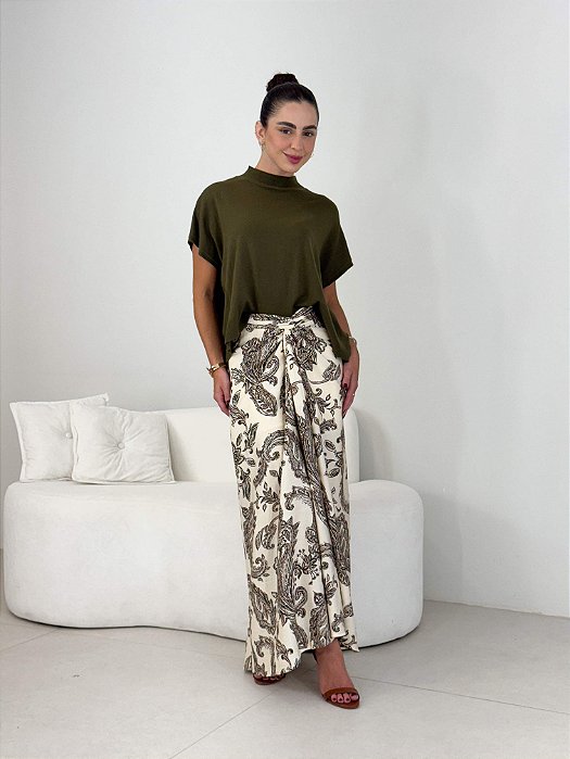 Blusa Manga Curta Tricot Toque Cachemir Bella