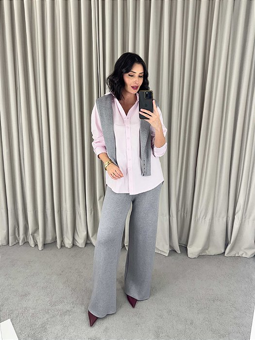 Calça Pantalona Tricot Peluciada Ju