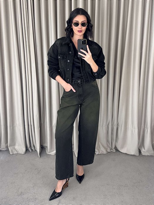 Calça Jeans Baggy Balloon Preta Estonada