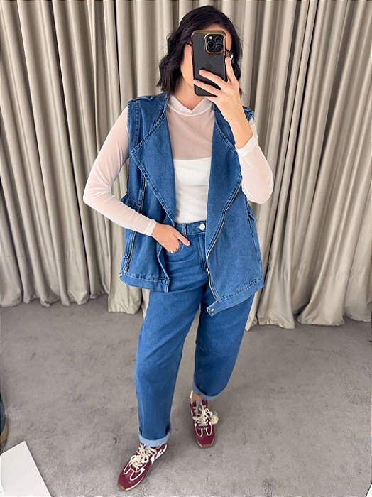 Calça Jeans Feminina Balloon Azul