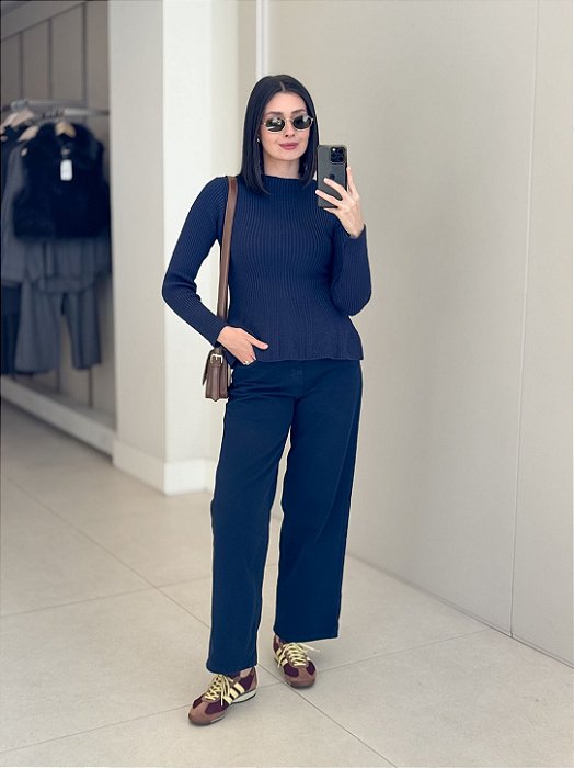 Blusa Peplum Feminina em Tricot