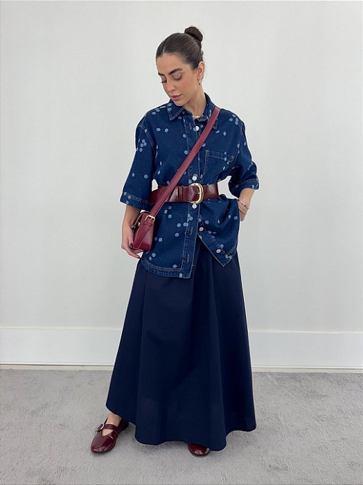 Saia Midi Godê Feminina em Algodão
