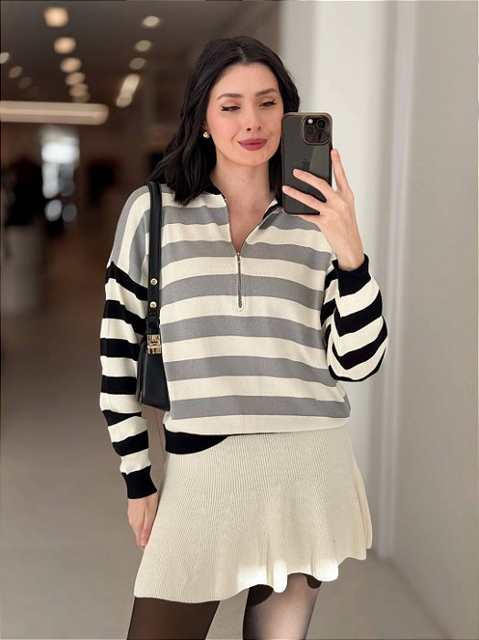 Blusa Tricot Listrada Feminina Confortável