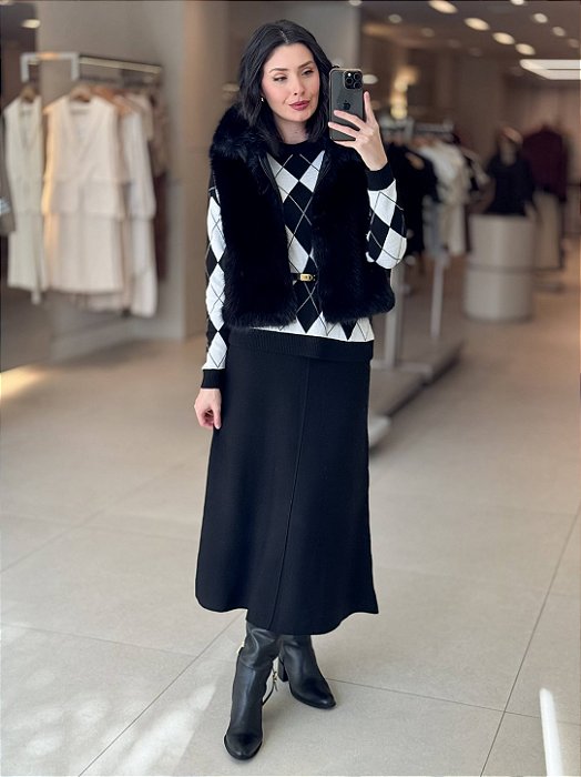 Saia Midi Tricot Feminina Confortável e Elegante