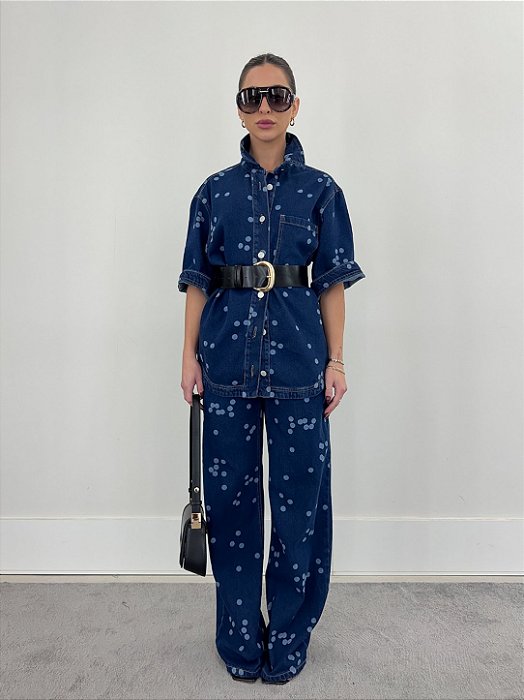 Camisa Oversized Jeans poá Orgânico Feminina